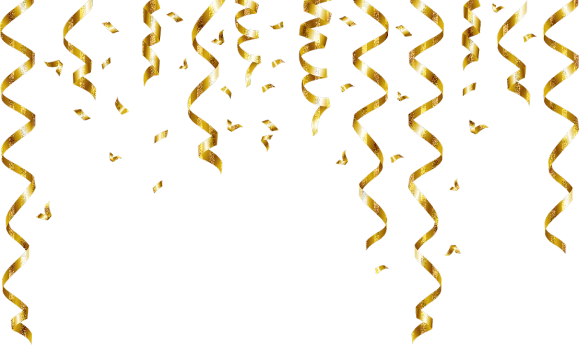 a bunch of gold streamers on a white background, a picture, by Maeda Masao, happening, glitter background, no gradients, short golden curls, no text!