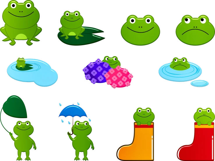 a group of frogs standing next to each other, a screenshot, by Kiyoshi Yamashita, shutterstock, process art, on a flat color black background, it\'s raining, game icon asset, toddler