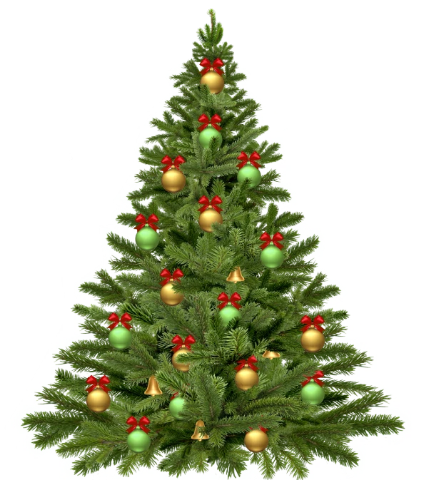 a christmas tree decorated with ornaments and bells, a raytraced image, pixabay, 3/4 front view, model, zoomed out to show entire image, a fat