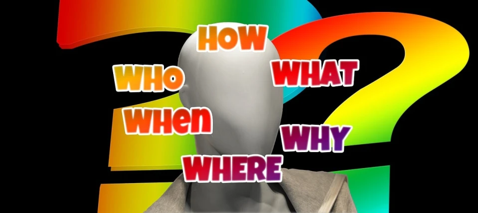 the head of a mannequin in front of a rainbow background, a screenshot, by Joseph Henderson, question marks, wheres waldo, the letter w, why