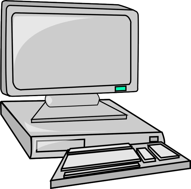 a computer sitting on top of a desk, inspired by Masamitsu Ōta, pixabay, cyberdeck computer terminal, without background, high detail illustration, half body photo