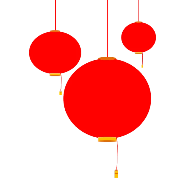 three red lanterns hanging from the ceiling, a digital rendering, inspired by Gong Xian, pixabay, minimalism, on a flat color black background, holiday, good lighted photo, chinese painting