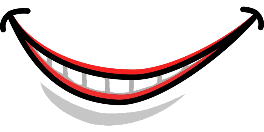 a red and white smile on a black background, concept art, inspired by Slava Raškaj, minimalism, subreddit / r / whale, lined up horizontally, curved lines, showing teeth