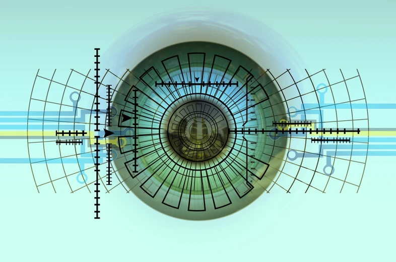 a close up of a circular object with a blue sky in the background, a digital rendering, digital art, grid montage of eyes, security camera photo, mathematical, document photo