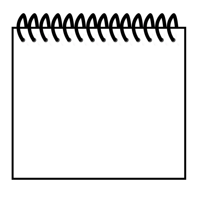 a black and white picture of a spiral notebook, a drawing, by Andrei Kolkoutine, pixabay, card template, logo without text, no text!, rectangle