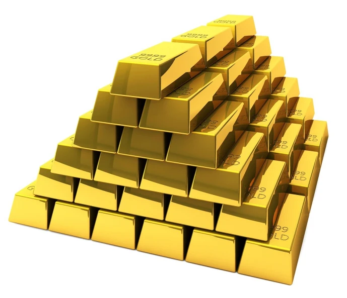 a pile of gold bars stacked on top of each other, an illustration of, pyramid, high res, 9k, rectangular