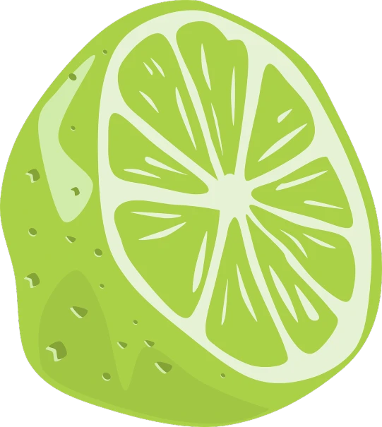 a lime cut in half on a black background, a digital rendering, inspired by Masamitsu Ōta, digital art, simple cartoon style, with a white background, bottom shot, background image