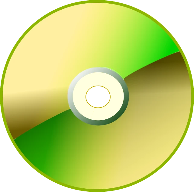 a close up of a disc on a black background, an album cover, by Ottó Baditz, pixabay, computer art, it\'s name is greeny, clipart icon, dvd, lime and gold hue
