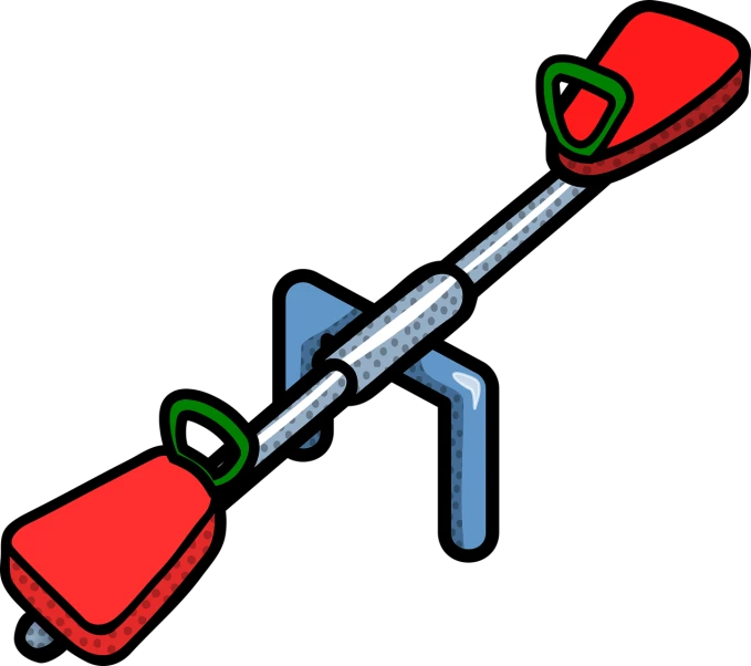 a red kayak sitting on top of a metal pole, trending on polycount, conceptual art, carrying two barbells, wikihow illustration, sectioned, 2 d autocad