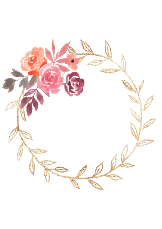 a wreath of flowers on a black background, a digital rendering, by Arabella Rankin, pixabay, baroque, glitter gif, seasons!! : 🌸 ☀ 🍂 ❄, gold foil, rose twining