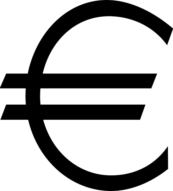 a black and white picture of a euro symbol, by Zoltán Joó, very minimal vector art, wide screenshot, link, vector