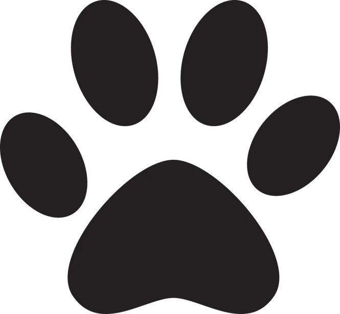 a paw print on a black background, a cartoon, by Jan Zrzavý, pixabay, no gradients, cat ears and tail, close establishing shot, tool