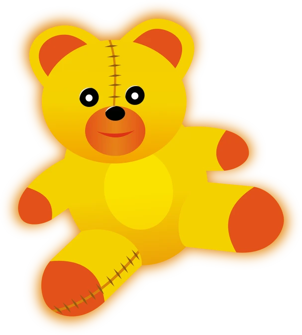 a close up of a teddy bear on a white background, a digital rendering, toyism, sticker design vector art, fuzzy orange puppet, toy photo