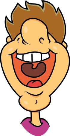 a cartoon boy with a big smile on his face, an illustration of, by Harry Beckhoff, long open black mouth, mouth, double chin, screamer