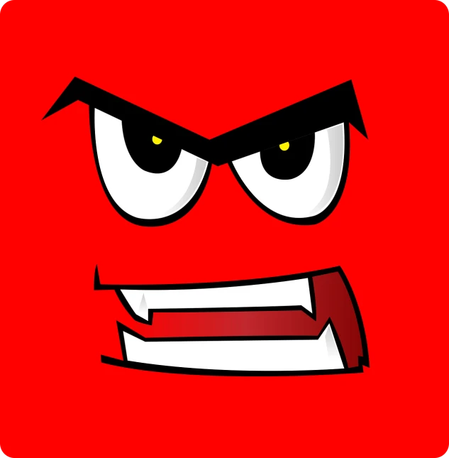 a close up of an angry face on a red background, vector art, digital art, cubic, chad, they are fighting very angry, (monster)