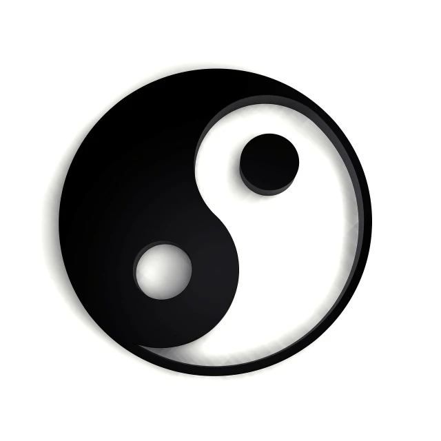 a black and white yin symbol on a white background, a picture, 3 d models, detailed with shadows, compassionate, ruanjia