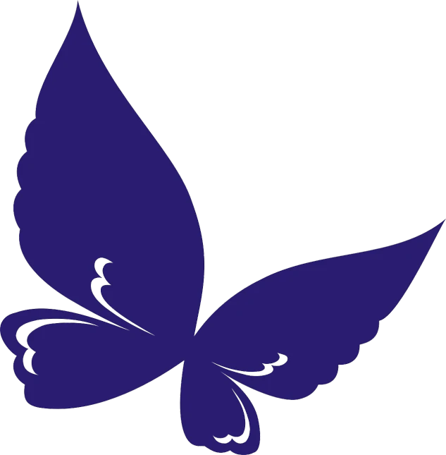 a blue butterfly on a white background, an illustration of, hurufiyya, brand mark, dark purple, an illustration, cut