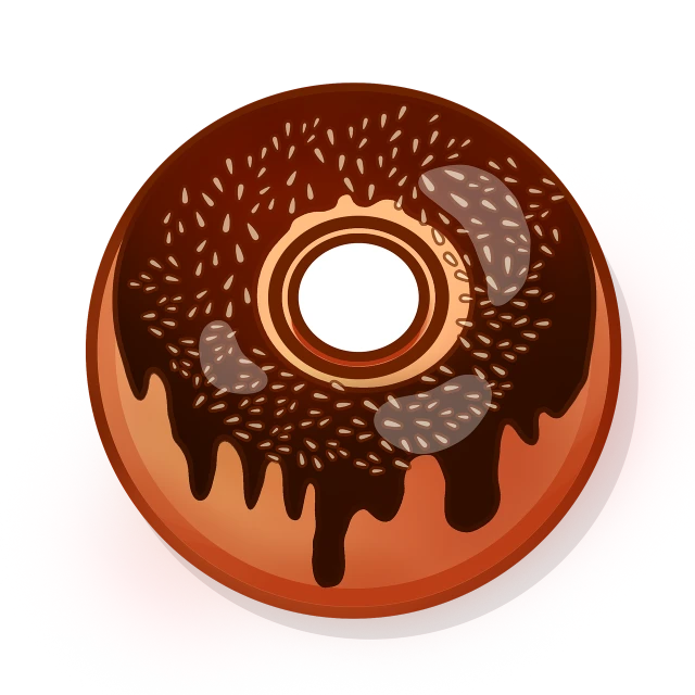a chocolate frosted donut with sprinkles on it, a digital painting, pop art, glowing magma sphere, horror element, from scene from twin peaks, black round hole