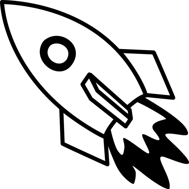 a black and white picture of a rocket ship, vector art, by Andrei Kolkoutine, amoled, game icon asset, [ mystic, dingy