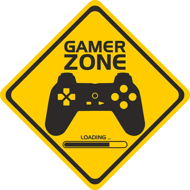a yellow sign that says gamer zone loading, conceptual art, 2 0 5 6 x 2 0 5 6, 2263539546]