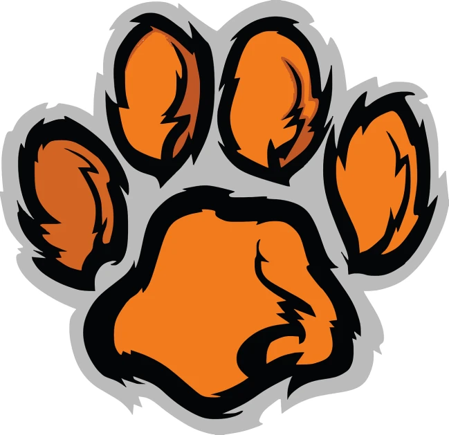 a close up of a paw print on a white background, a digital rendering, cobra, the cat is orange, high school mascot, detailed vectorart, bear