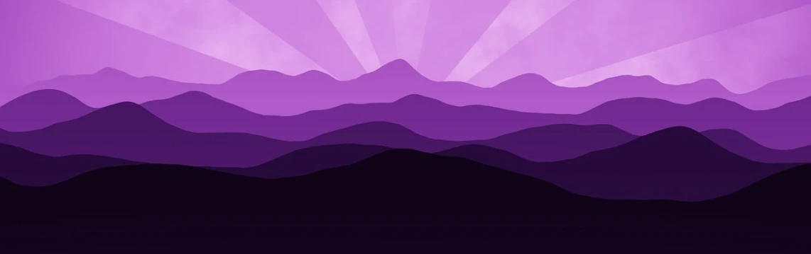 a mountain range with a purple sky in the background, inspired by Andrei Kolkoutine, deviantart, color field, uncompressed png, sun at dawn, major arcana sky, black and purple