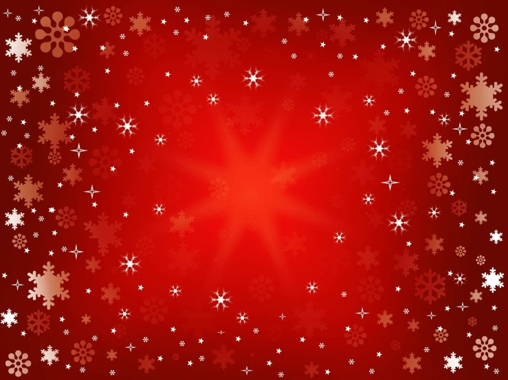 a red background with snowflakes and stars, vector art, by Aleksander Gierymski, shutterstock contest winner, conceptual art, radiant halo of light, center view, !!! very coherent!!! vector art, red and brown color scheme