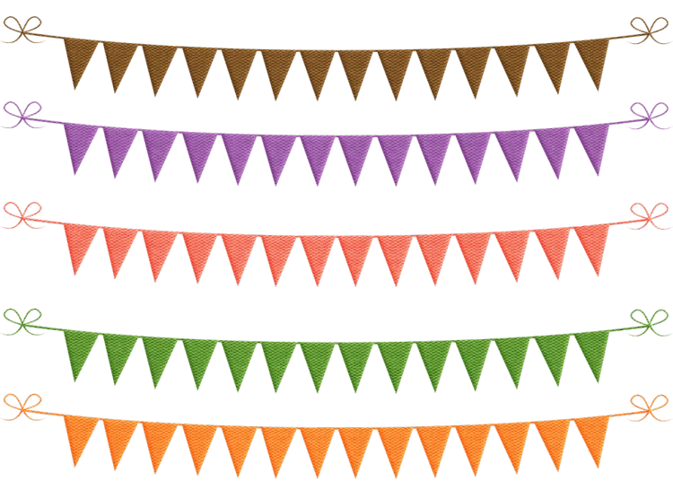 a set of colorful pennants on a black background, a digital rendering, sōsaku hanga, halloween atmosphere, felt, muted deep neon color, knitted mesh material