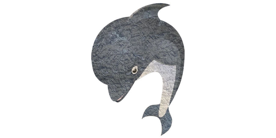 a close up of a dolphin head on a black background, a digital rendering, inspired by Masamitsu Ōta, torn paper collage, 2 0 0 0's photo