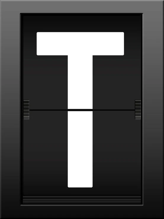 a black and white sign with the letter t on it, a screenshot, elevator, without text, avatar image, ƒ/5.6