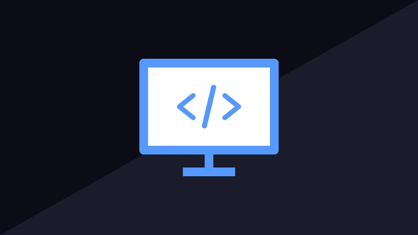 a computer screen with a code symbol on it, a computer rendering, flat icon, adobe eps, blue theme, thumbnail