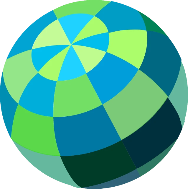 a green and blue ball on a black background, a raytraced image, inspired by Buckminster Fuller, earth and pastel colors, checkerboard background, made in paint tool sai2, [ overhead view ]!!