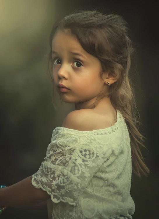 a close up of a child holding a tennis racquet, digital art, by irakli nadar, tumblr, beautiful light big eyes, girl in a dress, distant thoughtful look, closeup of an adorable