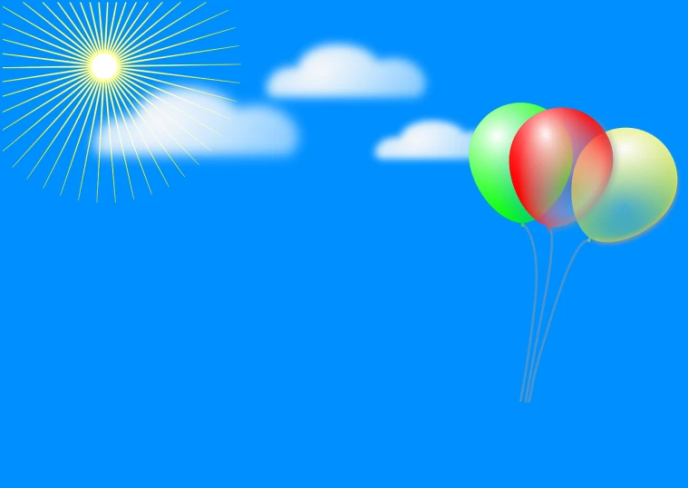 a bunch of balloons floating in the sky, an illustration of, by Ai-Mitsu, sunbathing. illustration, hot air refraction, there is blue sky, exciting illustration