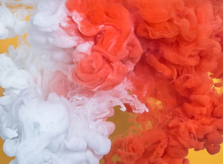 a close up of some red and white smoke, inspired by Kim Keever, abstract illusionism, acrylic liquid colors, orange and white color scheme, tricolor background, 4k!