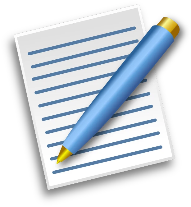a blue pen sitting on top of a piece of paper, a digital rendering, clipart icon, shortsword, full res, notices