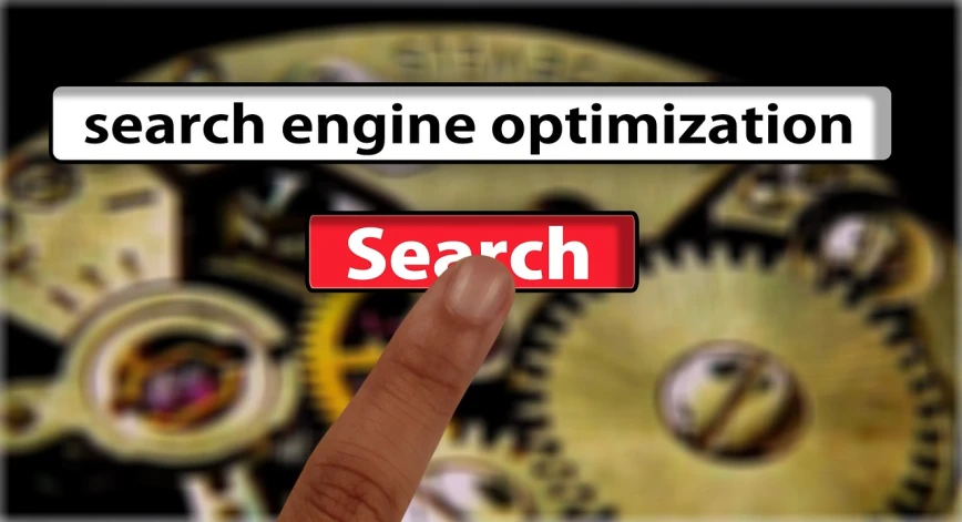 a hand holding a red button that says search engine optimization, a digital rendering, by Kurt Roesch, pixabay, digital art, cogs and gears, splash page, watch photo, google images search result