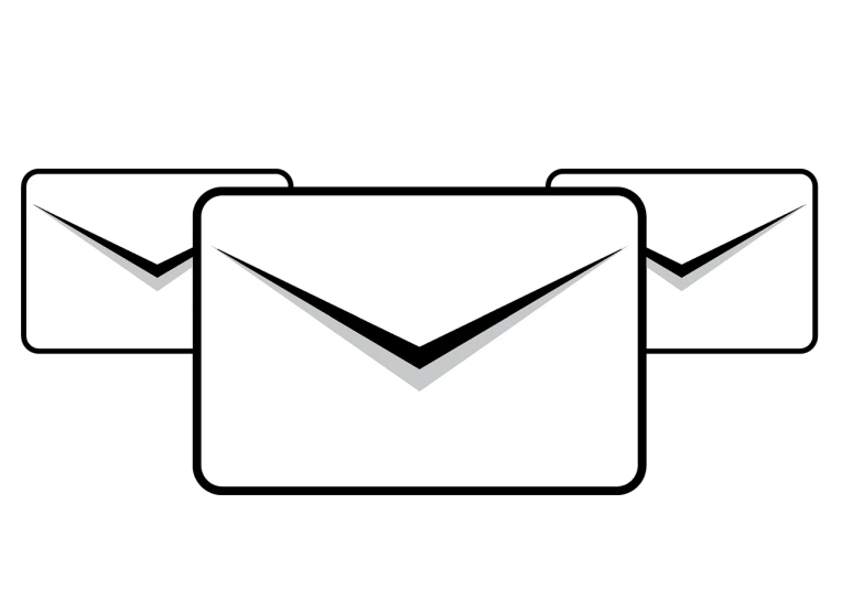 two white envelopes on a black background, a screenshot, by Matt Stewart, pixabay, mail art, rounded logo, in a row, made with illustrator, stacked