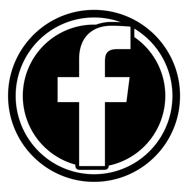 a white facebook logo on a black background, by Mirko Rački, pixabay, digital art, black circle, lineart behance hd, black backround. inkscape, trending on devianart