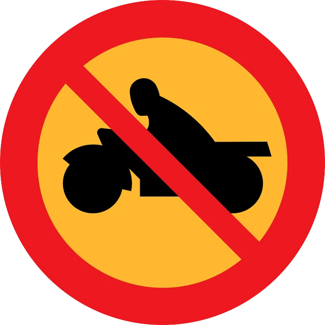 a no motorcycle allowed sign on a white background, by Zoran Mušič, figuration libre, no gradients, bangkok, orthodox, negative space is mandatory