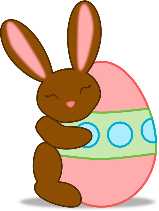 a brown bunny hugging an easter egg, inspired by Masamitsu Ōta, pixabay, sōsaku hanga, on black background, a brightly colored, 1128x191 resolution, : :