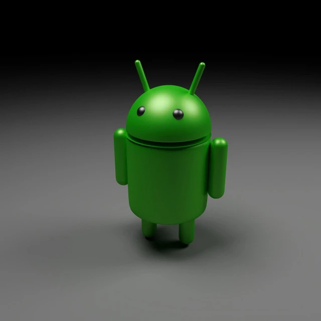 a close up of a green android robot, a 3D render, trending on pixabay, on a black background, android cameraphone, on a gray background, its name is greeny