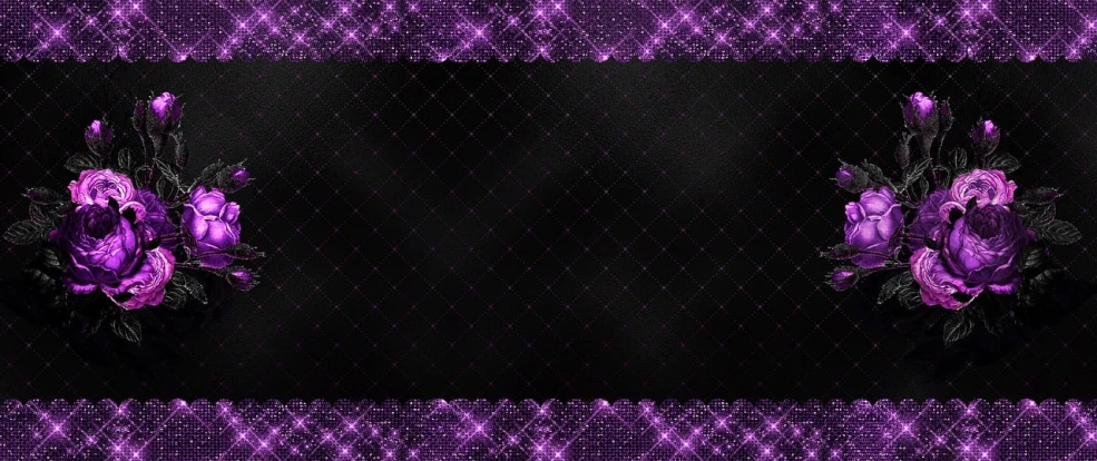 a couple of purple flowers sitting next to each other, tumblr, digital art, glittering stars scattered about, panel of black, diamond texture, blank