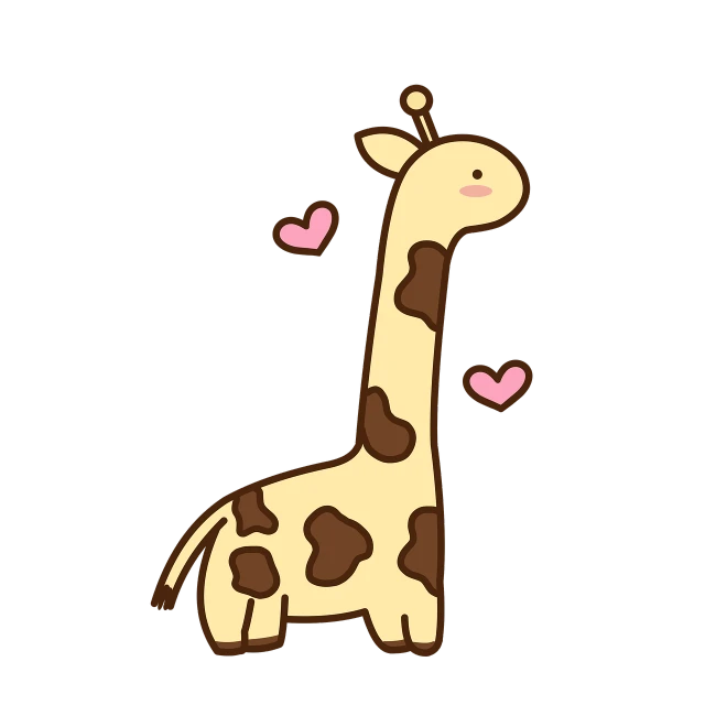 a giraffe with hearts on its neck, deviantart, mingei, on a flat color black background, pregnancy, very cute and childlike, cute girls