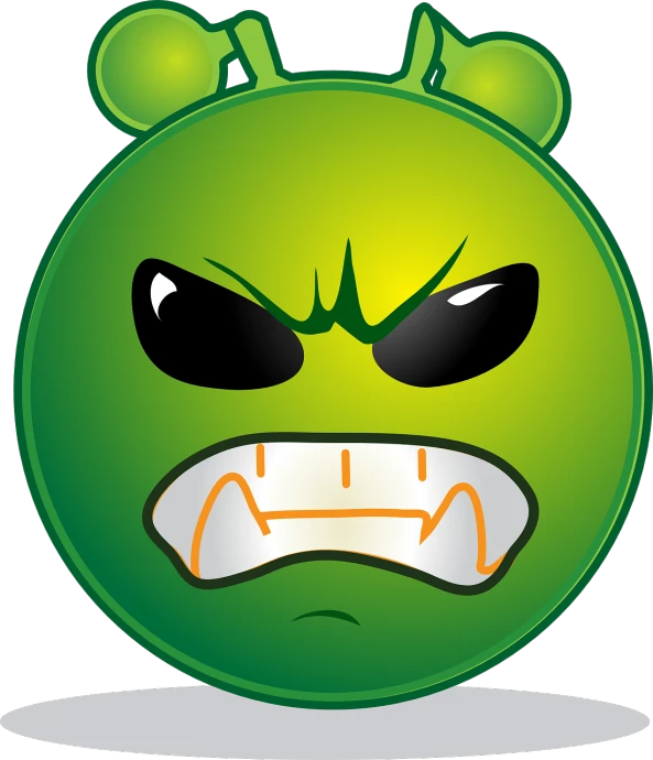 a green monster face with an angry expression, deviantart, mingei, ball, tired and haunted expression, it\'s name is greeny, bad attitude