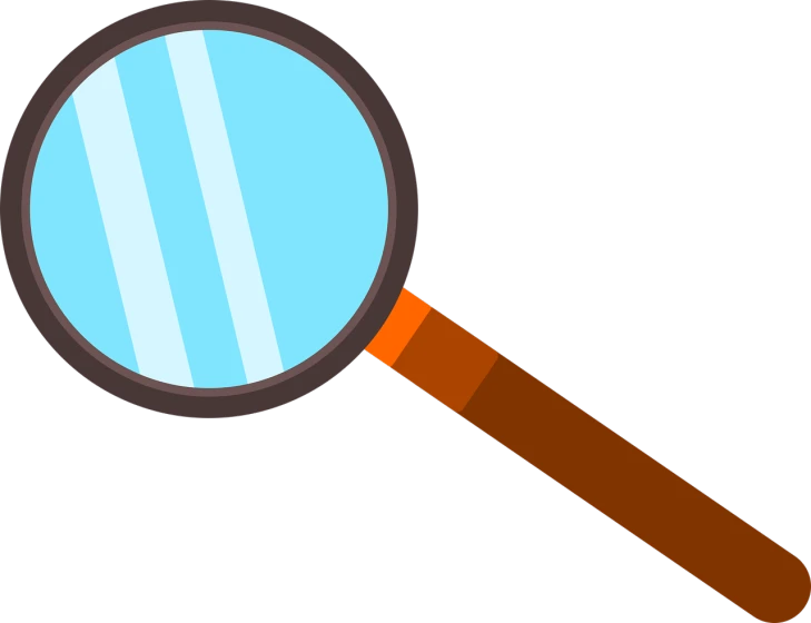 a magnifying glass with a wooden handle, concept art, by Aleksander Kotsis, pixabay, conceptual art, brown and cyan blue color scheme, gif, inspect in inventory image, looking into a mirror