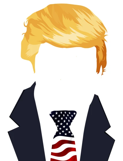 a man in a suit with an american flag tie, vector art, by Whitney Sherman, shutterstock, digital art, donald trumps sexy face, human head with blonde hair, snapchat photo, wip