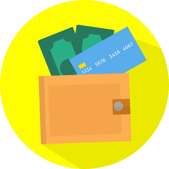 a wallet with a credit card sticking out of it, a screenshot, figuration libre, vector graphics icon, on a yellow paper, profile pic, cost
