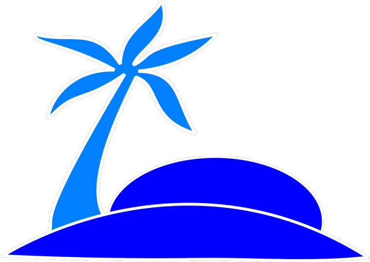 a blue hat with a palm tree on top of it, inspired by Masamitsu Ōta, pixabay, mingei, blue-black, bikini, logo without text, [32k hd]^10