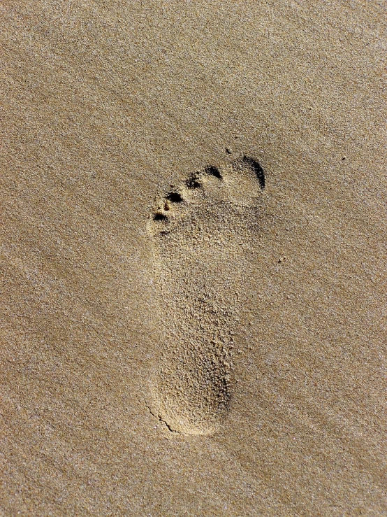 a foot print in the sand on a beach, a stipple, pixabay, symbolism, stock photo